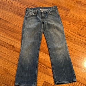 7 For All Mankind crop bootcut grand with crystals on back pockets